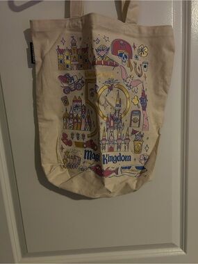 Magic Kingdom Illustrated Canvas Tote Bag - Cream with Multicolor Print